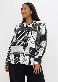 Saténová halenka s kontrastními paspulkami, bonprix