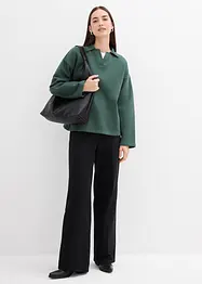 Mikina s pleteným límcem pólo, z organické bavlny, bonprix