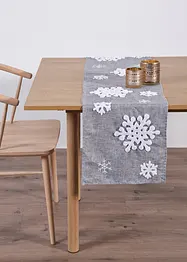 Běhoun na stůl s flaušovými sněhovými vločkami, bonprix