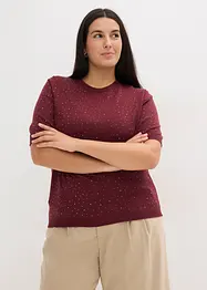 Svetr z jemné pleteniny, se třpytivými kamínky, poloviční rukáv, bonprix