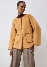 Vlněný kabátek s ozdobnou výšivkou (2dílná souprava se šálou), bonprix