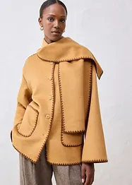 Vlněný kabátek s ozdobnou výšivkou (2dílná souprava se šálou), bonprix