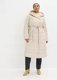 Prošívaný kabát s aplikací z imitace vlny a s vázačkou, nepromokavý (2dílná souprava), bonprix