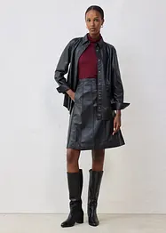 Rozšířená kožená sukně z jehněčí kůže nappa, bonprix