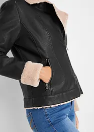 Bunda z umělé kůže, s podšívkou, bonprix