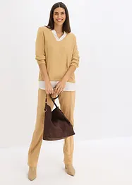 Svetr z jemného úpletu, s halenkovou vsadkou, bonprix