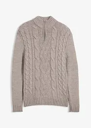 Svetr s límečkem na zip a copánkovým vzorem, bonprix