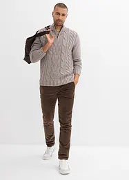 Svetr s límečkem na zip a copánkovým vzorem, bonprix