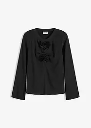 Tričko s dlouhým rukávem ze strukturovaného krepu, bonprix