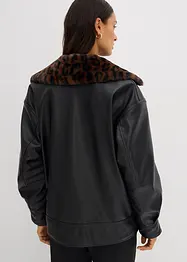 Bunda z umělé kůže s umělou kožešinou s leopardím vzorem, bonprix