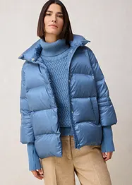 Péřová bunda s recyklovaným peřím a pletenými rukávy, bonprix