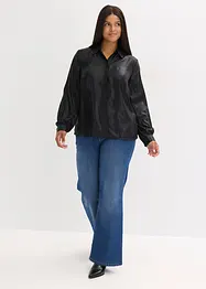 Košilová halenka z lesklého saténu, bonprix