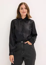 Košilová halenka z lesklého saténu, bonprix