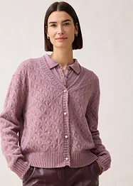 Ažurový pletený kabátek s vlnou, bonprix