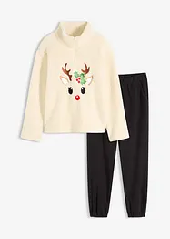 Domácí souprava z medvídkového flísu, s flísovými kalhotami, bonprix