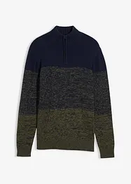 Svetr s límečkem na zip, z hrubé pleteniny s bavlnou, bonprix