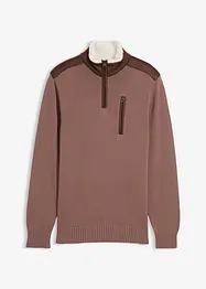 Svetr ze silnější pleteniny, s límečkem na zip a tkaným lemem, bonprix