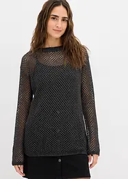 Ažurový svetr se třpytivou přízí, bonprix