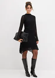 Krajkové šaty s asymetrickým spodním okrajem, bonprix