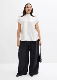 Saténový halenkový top s polovysokým límcem, bonprix