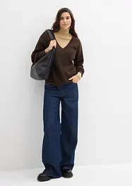 Pletený svetr s výstřihem do V, bonprix