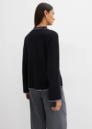 Pletený kabátek z vlněné směsi, s kontrastními detaily, bonprix