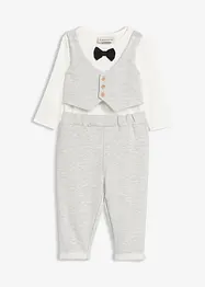 Sváteční souprava s vestovým body, motýlkem a kalhotami z čisté organické bavlny (3dílná souprava), bonprix