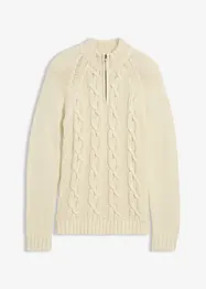 Svetr s  límcem na zip, z hrubé pleteniny s bavlnou, bonprix