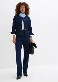 Volné džíny Straight, High Waist, pohodlný pas, se štrasem, bonprix