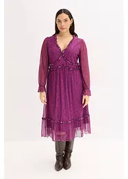 Žerzejové midi šaty ze síťoviny, bonprix