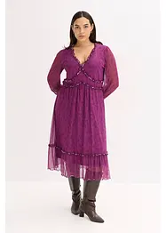 Žerzejové midi šaty ze síťoviny, bonprix