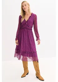 Žerzejové midi šaty ze síťoviny, bonprix