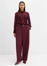 Košilová halenka se saténovou vsadkou, bonprix