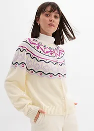 Oversize pletený kabátek s norským vzorem, bonprix