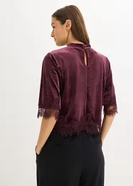 Sametové triko s krajkou, bonprix