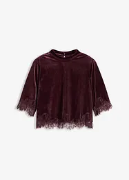 Sametové triko s krajkou, bonprix