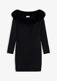 Pletené šaty s lemem z umělé kožešiny, bonprix