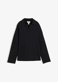 Mikina s pleteným límcem pólo, z organické bavlny, bonprix