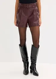 Šortky z umělé kůže, s opaskem, bonprix
