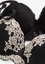 Balkonetová podprsenka s dvoubarevnou krajkou (2 ks v balení), bonprix