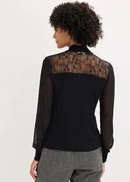 Triko s vázačkou a krajkou, bonprix