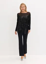 Tričko s dlouhým rukávem a pajetkovými třásněmi, bonprix