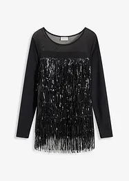 Tričko s dlouhým rukávem a pajetkovými třásněmi, bonprix