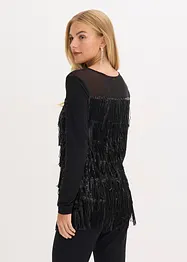 Tričko s dlouhým rukávem a pajetkovými třásněmi, bonprix