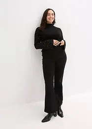 Svetr z jemné pleteniny, se zdobenými trumpetovými rukávy, bonprix