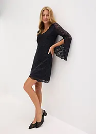 Krajkové šaty s trumpetovými rukávy, bonprix