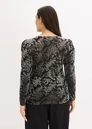Tričko s dlouhým rukávem, ze sametu s vypalovaným vzorem, bonprix