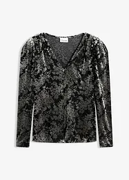 Tričko s dlouhým rukávem, ze sametu s vypalovaným vzorem, bonprix