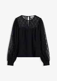 Triko s dlouhým rukávem a krajkou, bonprix