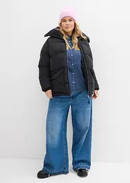 Prošívaná bunda s límcem z medvídkového plyše, bonprix